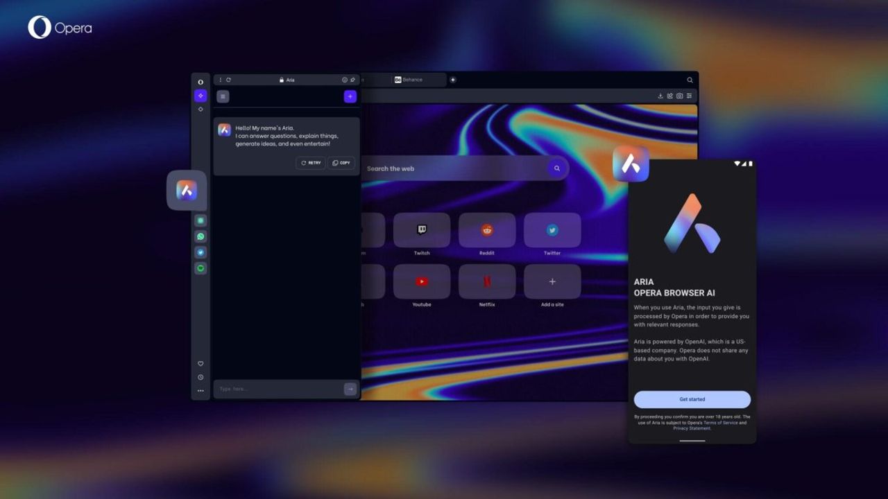 Opera Tarayıcısına Yapay Zeka Kenar Çubuğu Geldi: Aria