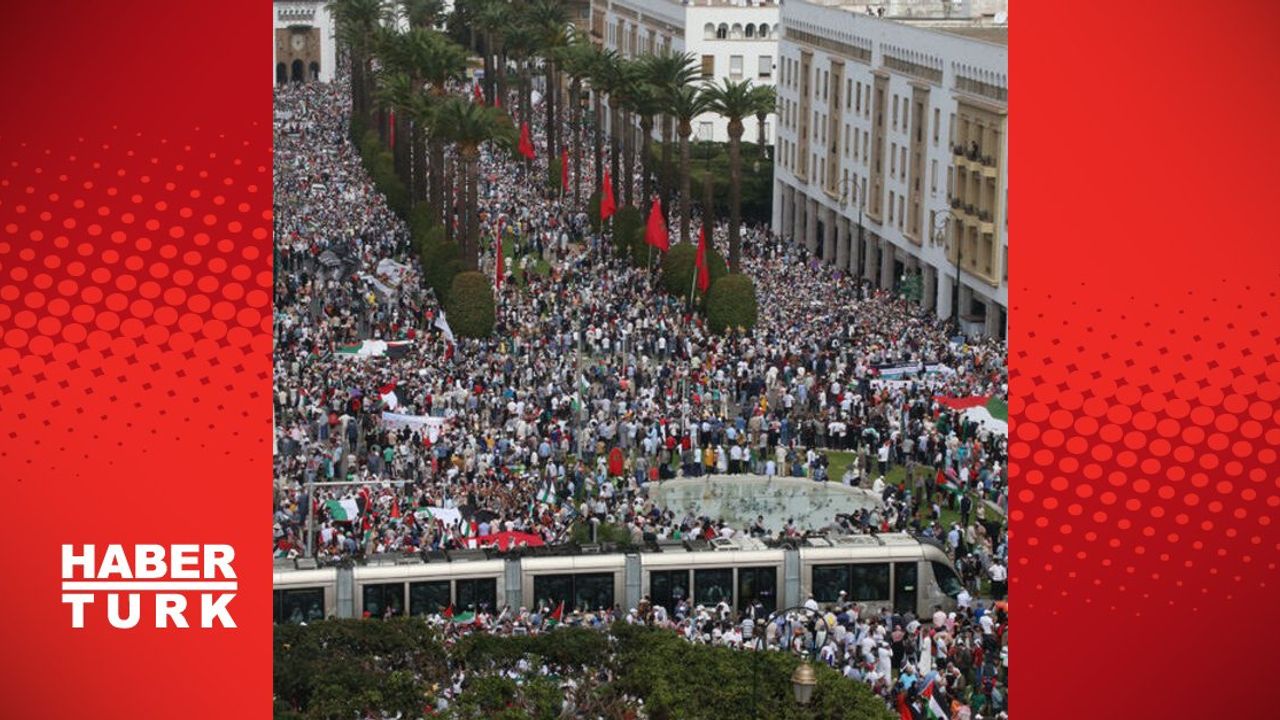 Fas Başkenti Rabat'ta Filistin'e Destek Yürüyüşü Düzenlendi