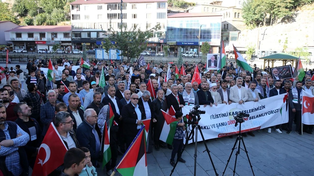 Van ve Bitlis'te İsrail'in Gazze'ye Saldırılarına Karşı Protesto Yürüyüşleri