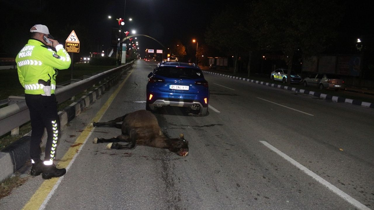 Manisa'da Ata Çarpan Otomobilde 3 Yaralı