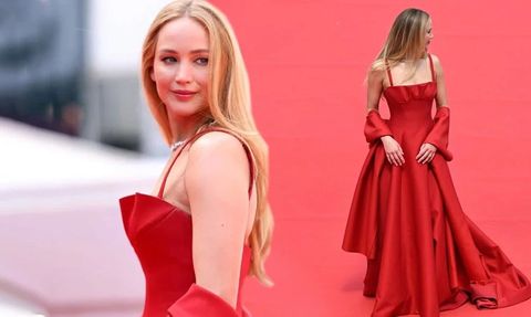 Jennifer Lawrence Cannes Film Festivali'ne Parmak Arası Terlikle Katıldı