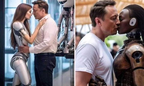 Elon Musk'ın öpüştüğü robot fotoğrafı sosyal medyada gündem oldu