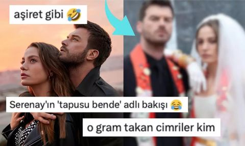 Tercihleri şaşırttı... Serenay Sarıkaya ile Kıvanç Tatlıtuğ'un gelinlik ve damatlık fotoğrafı damga vurdu!