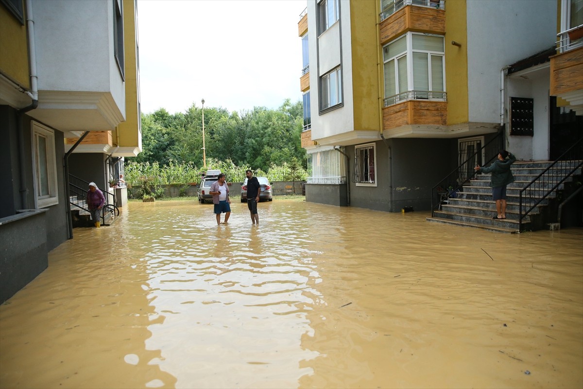 Ordu'nun Altınordu ilçesinde şiddetli yağış nedeniyle bazı ev ve iş yerlerini su bastı. Yağışla...