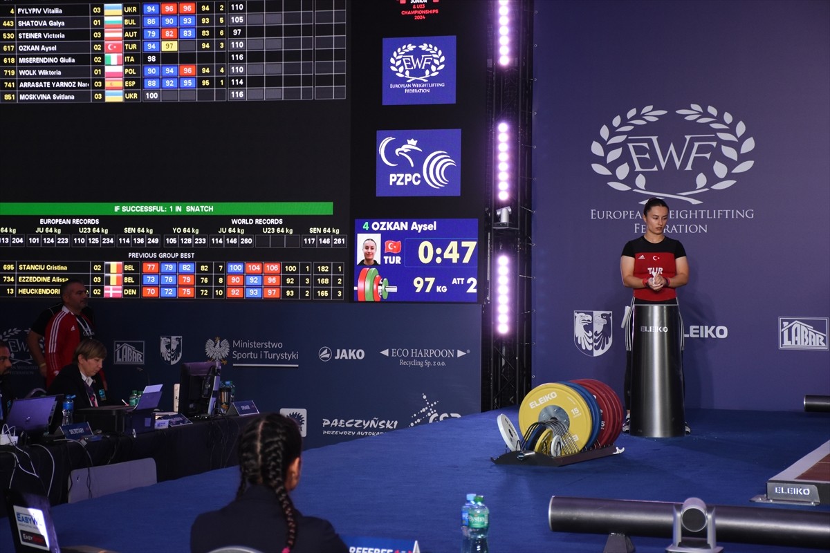 Polonya'nın başkenti Varşova'daki Raszyn Centrum Spor Salonu'nda devam eden Gençler ve 23 Yaş Altı...