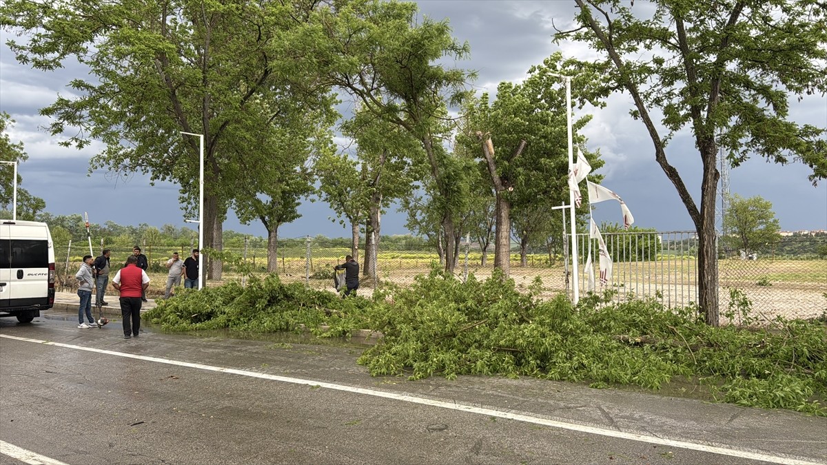 Edirne'de kuvvetli rüzgar, sağanak ve dolu, hayatı olumsuz etkiledi. Kentte öğleden sonra başlayan...
