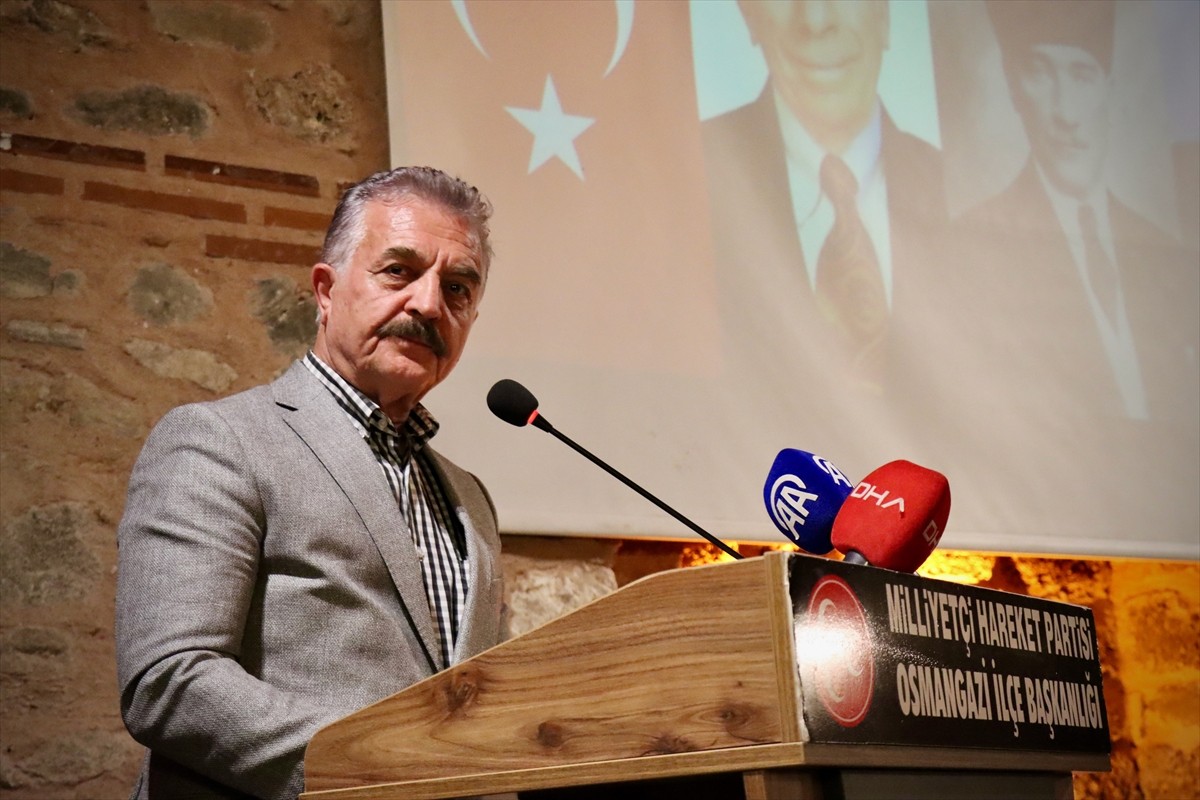 MHP Genel Sekreteri İsmet Büyükataman (fotoğrafta), Ördekli Kültür Merkezi'nde MHP Osmangazi İlçe...