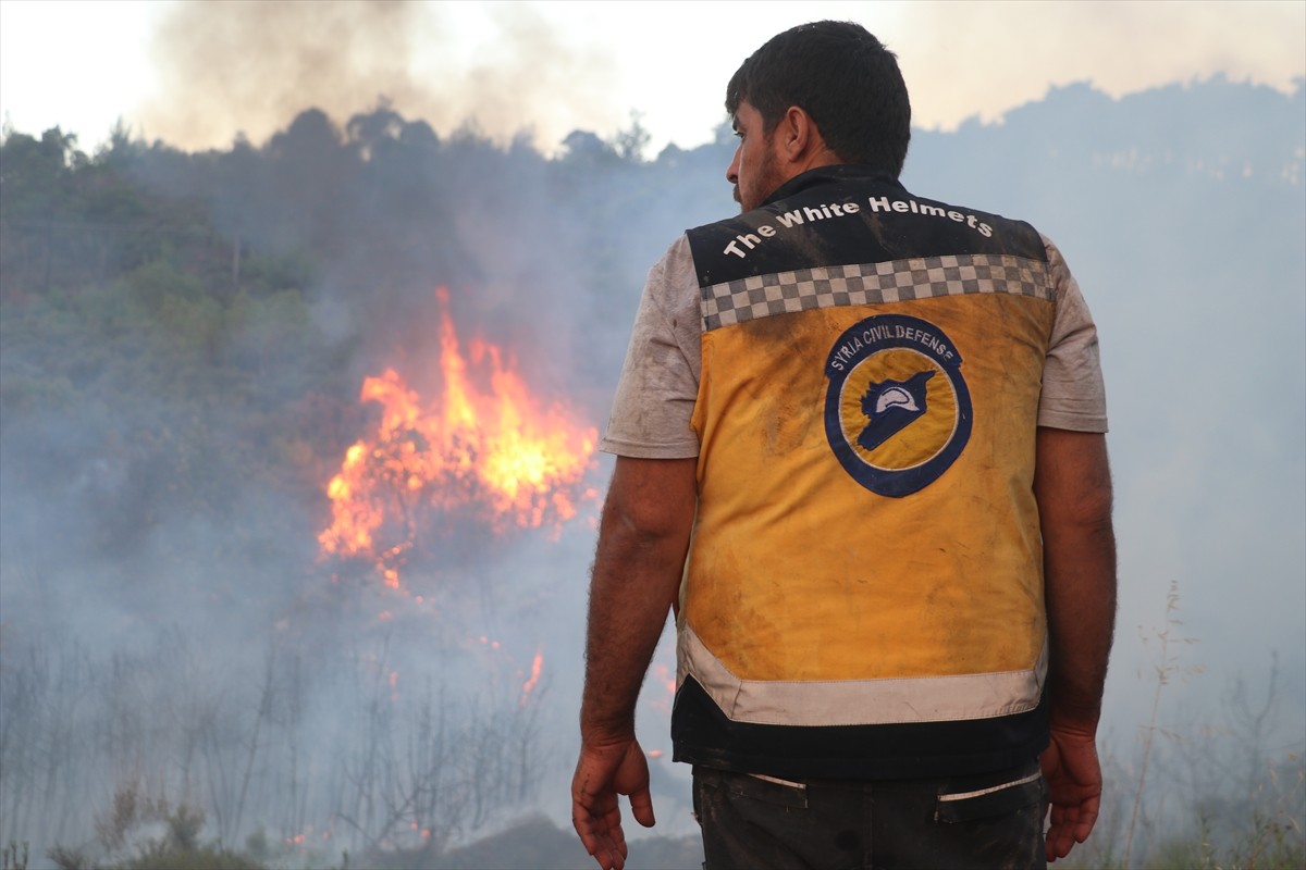 Suriye'nin kuzeybatısındaki Lazkiye iline bağlı Bayırbucak bölgesinde 7 gün önce başlayan orman...